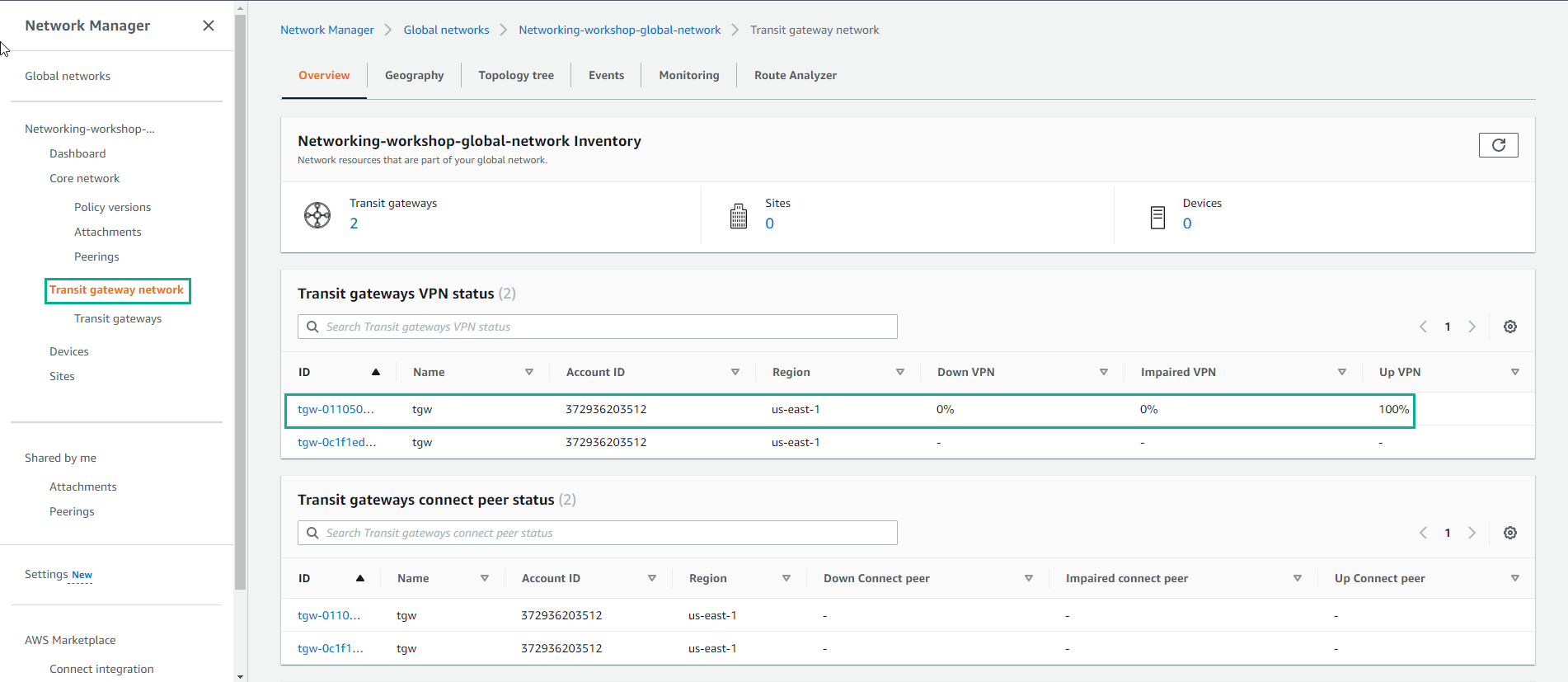 Transit Gateway Network Manager
