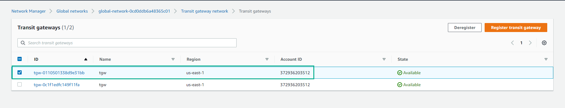 Transit Gateway Network Manager